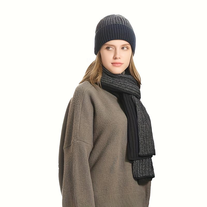 Vintage Style Knitted Winter Set, 3-in-1 Polyester Scarf, Beanie, and Touch Screen Gloves Bundle for Ski and Outdoor Activities - Thick, Warm Knitting Composition for Cold Weather 8