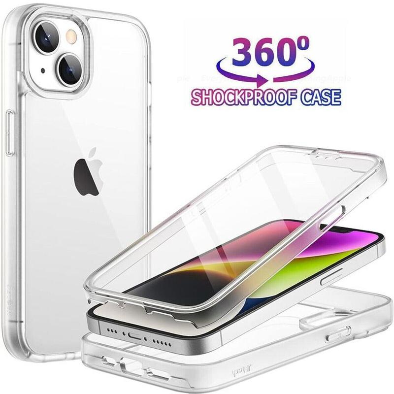360 Case For iPhone 16 15 14 13 12 11 XR XS MAX 8 6 6 5 Clear TPU Shockproof Bumper Front and Back Cover 0