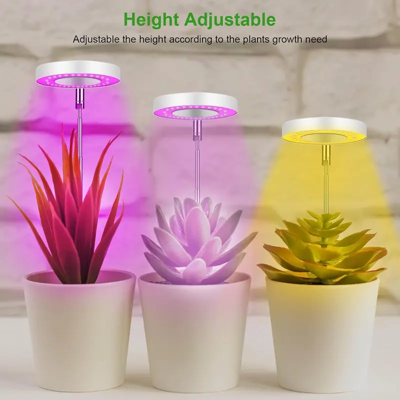 Grow Light, 48 LEDs Full Spectrum Growing Lamp for Indoor Plants, 9 Adjustable Brightness 180° Rotatable Light Panel, Height Adjustable with Auto On/Off Timer 3/9/12H, for Small Plant-Warm White [Energy Class A++] 3