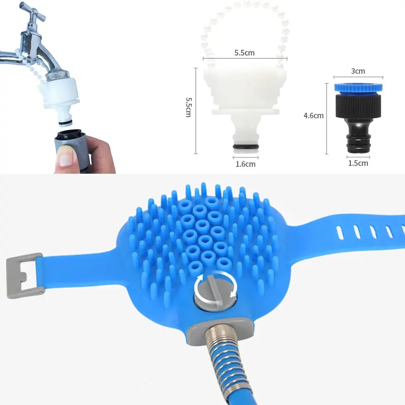 XUBX Dog Shower Sprayer, Dog Bath Brush, 2 in 1 Sprayer and Scrubber Tool, Indoor/Outdoor Dog Bathing Massage Brush, Pet Brush Shower Hand-held Bathing Tool for Large Medium Small Dogs Cats 1