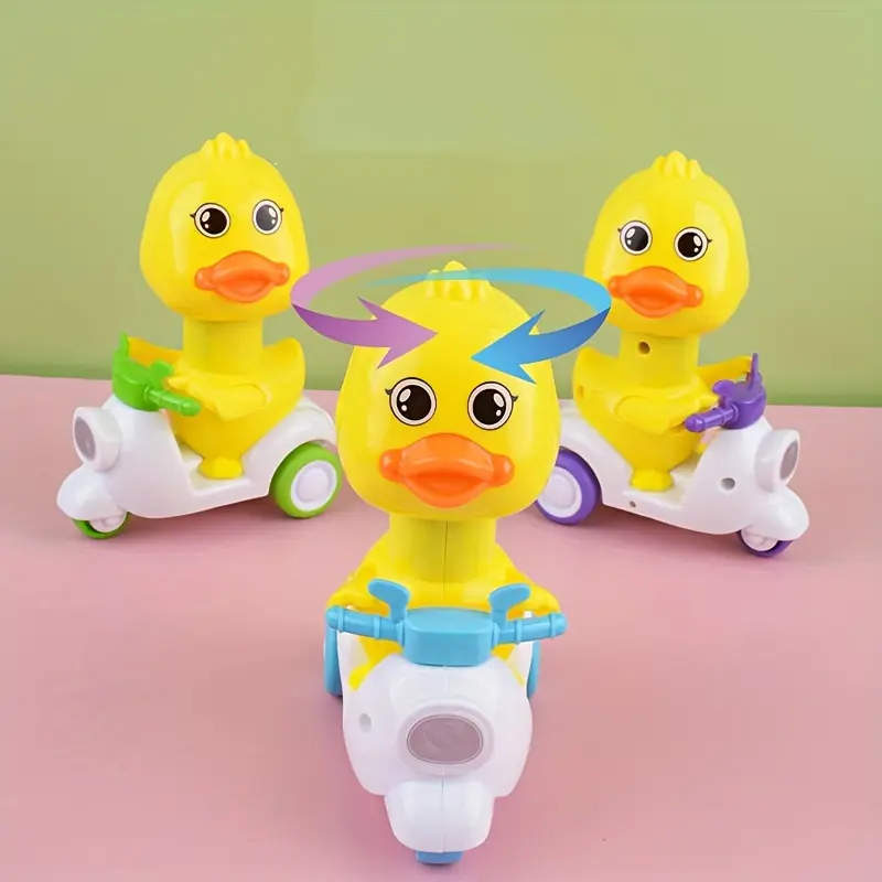 1 Set Press and Go Cartoon Yellow Duck Toy Cars, Plastic Scooter and Pull Back Duck Vehicles, Friction Powered Playset, Ideal for Goodie Bags and Birthday Christmas Gifts 6