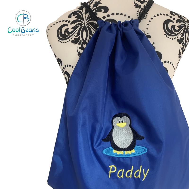 Penguin Drawstring Gym Bag - Personalised 1