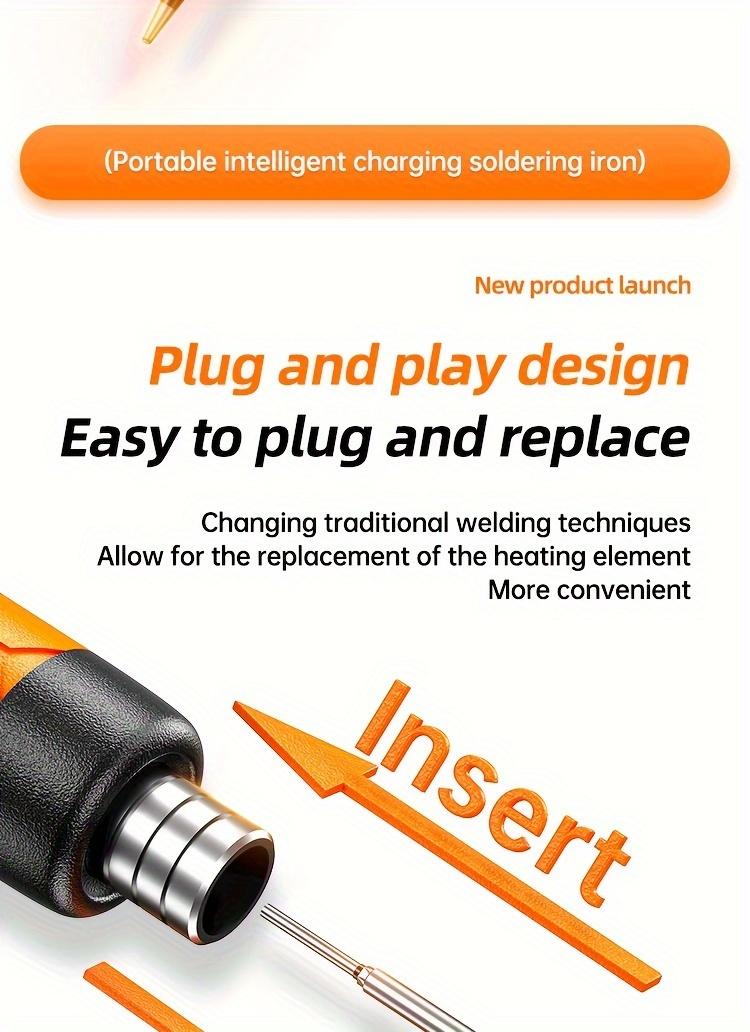 Product Introduction of 1pc Mini Cordless Soldering Iron Kit with Digital Display, 3 Temperature Settings, USB Rechargeable Portable Soldering Tool for Home Appliance Repair, Jewelry Crafting, DIY Projects - Plastic, Orange & Dark Grey, Compatible with PC 12