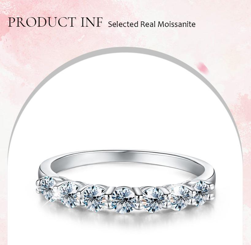 Elegant 925 Sterling Silver Pave Setting Moissanite Ring5