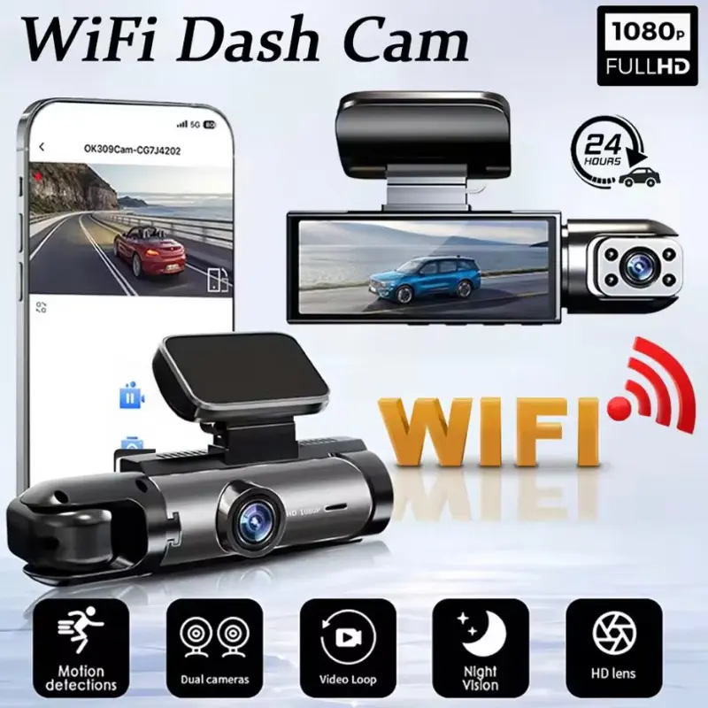 1080P WIFI Dual camera Dash Night Vision and Motion Detection