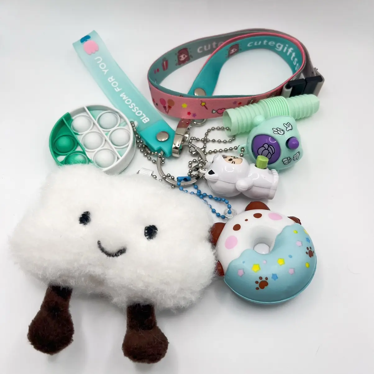 Lovely cloud keychain, sensory lanyard, sensory activities keychain