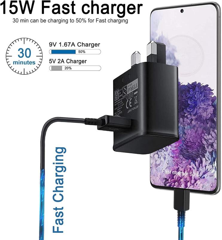 2 Pack of USB Fast Adapter Charger Plug, USB To Type-C Fast Charging Cable, USB wall Charger with type-c Cable For Samsung/S22/S20/Note10/Note10+/etc Reliable And Secure. Mobile Cellphone Smartphone Electronic type  c  phone  charger 5