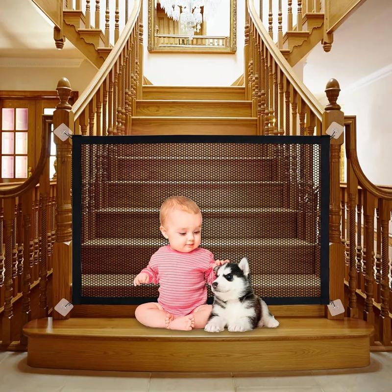Retractable Pet Dog Gate Magic Child Baby Stair Gate Barrier Foldable Portable 7