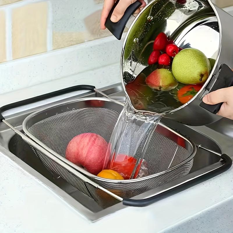 Stainless Steel Fine Mesh Strainer and Drainage Basket for Vegetable Filtering - Kitchen Essential, Food-Safe, Filtering Vegetables 1