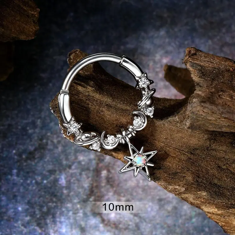 OUFFER 16G Star/Moon/Planet Dangle Septum Ring Helix Silver Gold Jewelry Earrings 6