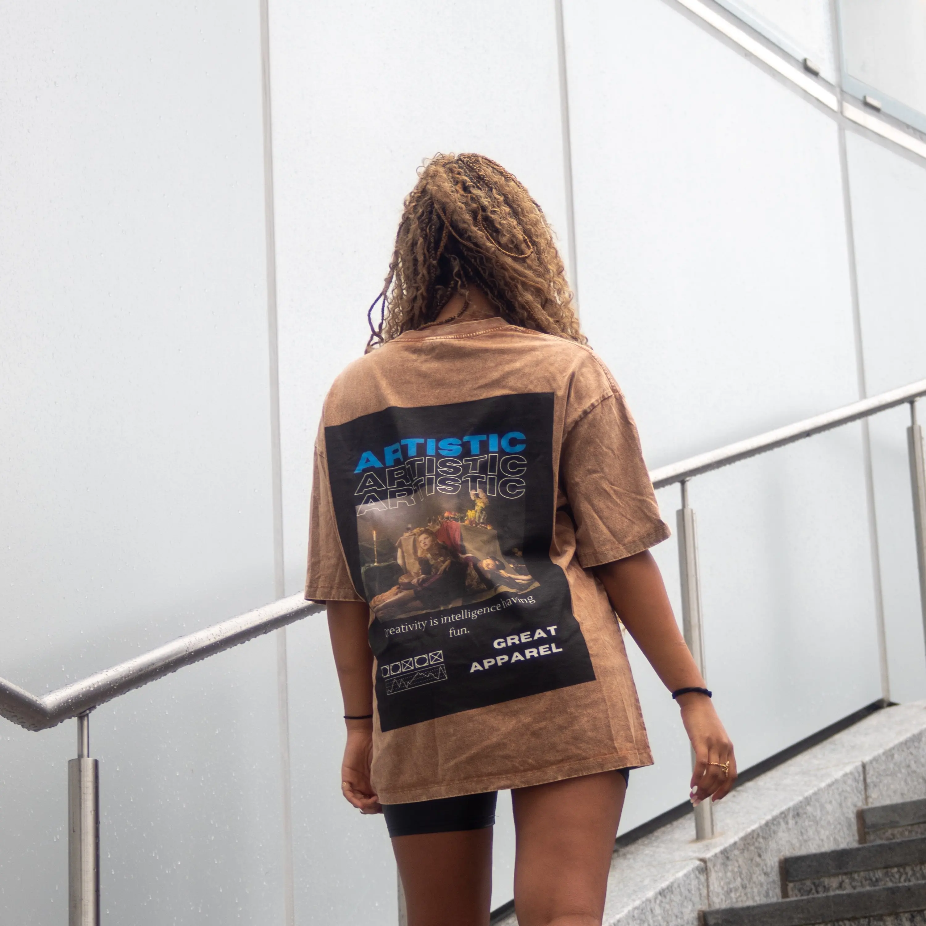 NE Oversize snow wash Tee(Abstract)