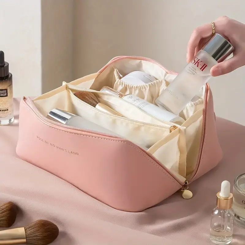 Large-Capacity Travel Makeup Bag, Portable Cosmetic Bag for Makeup Brushes and Toiletries, Waterproof Cosmetic Bag with Handle, Travel Essential 3