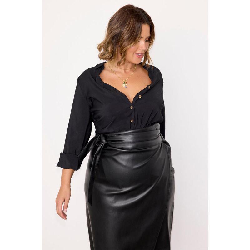 Black Vegan Leather Jaspre Skirt 7