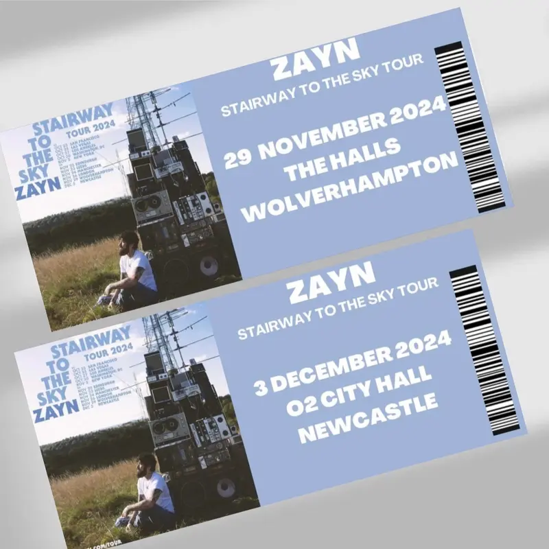 Zayn Stairway To The Sky tour inspired souvenir tickets 3