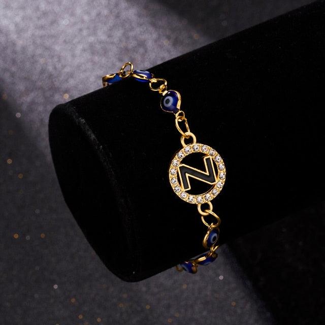 A-Z Letter Evil Eye Bracelet 1