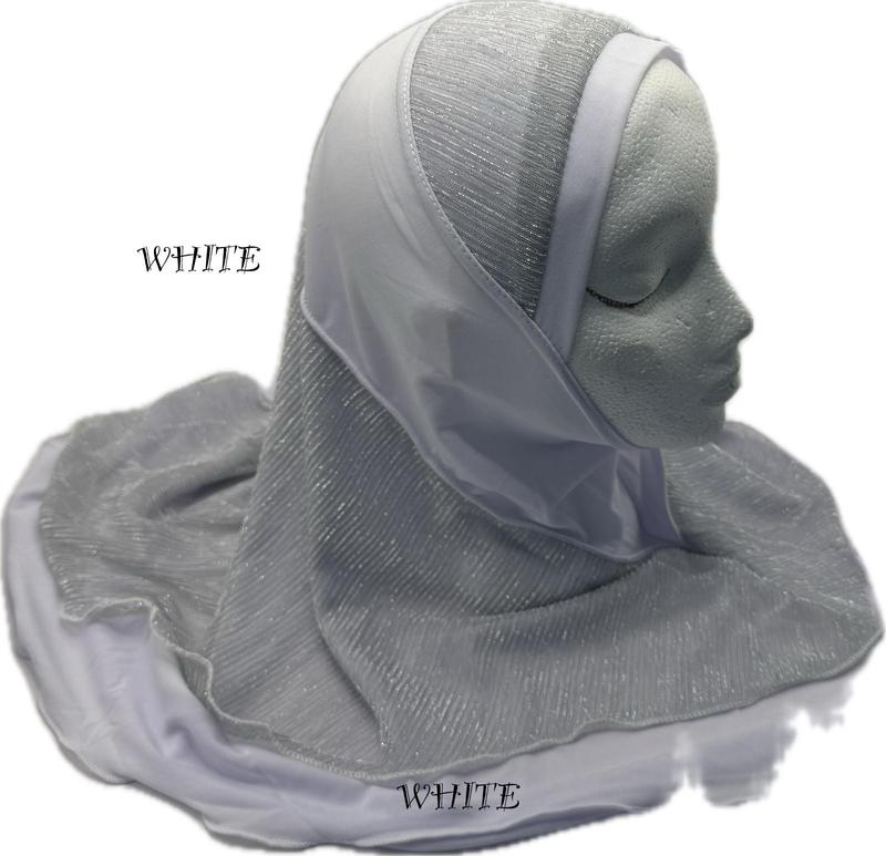 Girls’ Instant Pull-On Hijab with Lurex Trim | Modest Wear for Ages 4-13 | Comfortable, No-Pin Hijab in 10 Colors | Sparkly, Easy-Wear Design for School, Everyday, and Special Occasions 8