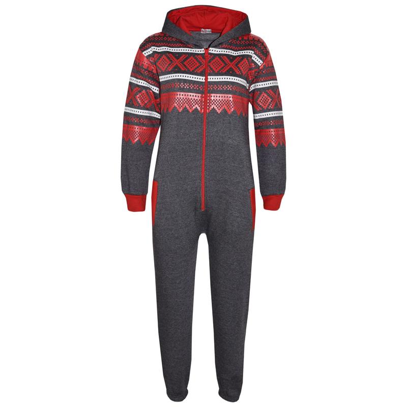 A2Z 4 Kids Fleece Onesie Girls Boys Aztec Snowflake Print All In One Jumsuit Playsuit Nightwear New Age 5-13 Years 8