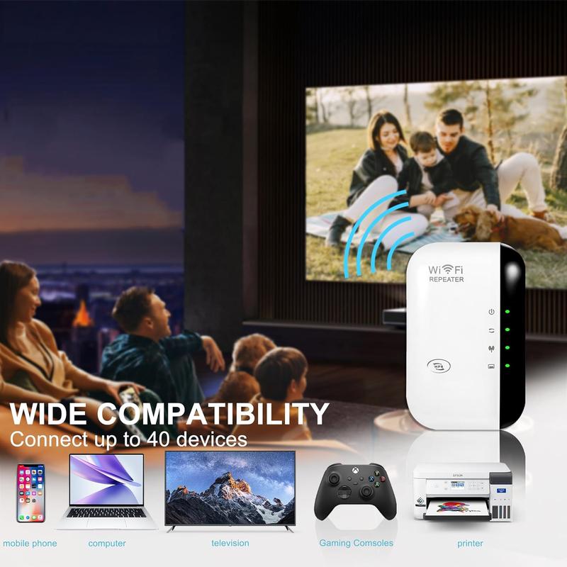 Product Introduction of WiFi Extender Booster, Internet Coverage Up to 3000 Sq.Ft! Works with 45+ Devices & Features Easy Setup,2.4GHz Band WiFi Extender, LAN Port,UK Plug 7