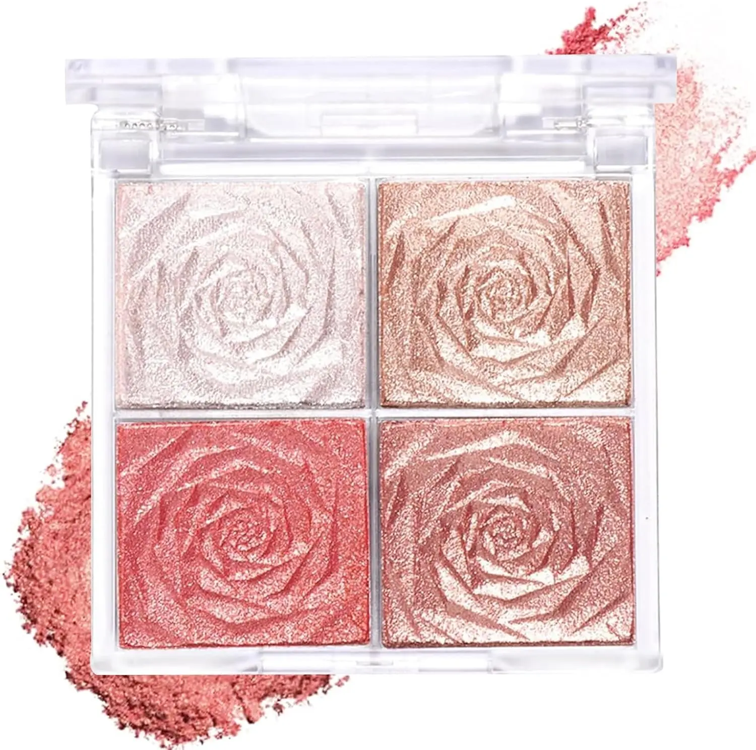 Faced blush pallete for Cheeks Make Up,4 Colors Long-Lasting Shimmer Blush Palette,Natural Powder Blush for Women Makeup Compact Contour Daily Gift Water Proof Cosmetic
