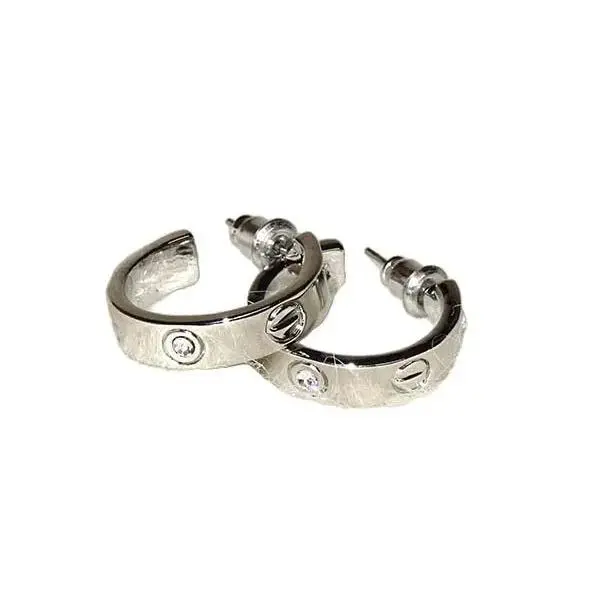 Gold Silver Popular Quality Small Hoop Earring wit Stones Jewelry For Women Gift 2