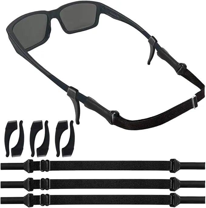 3Pcs Adjustable Glasses Strap, Non-Slip Sports Glasses Holder Elastic Silicone Sunglasses Strap No Tail Sunglasses Holder Neck Lanyard Cord Eyewear Retainer for Men Women Teenagers