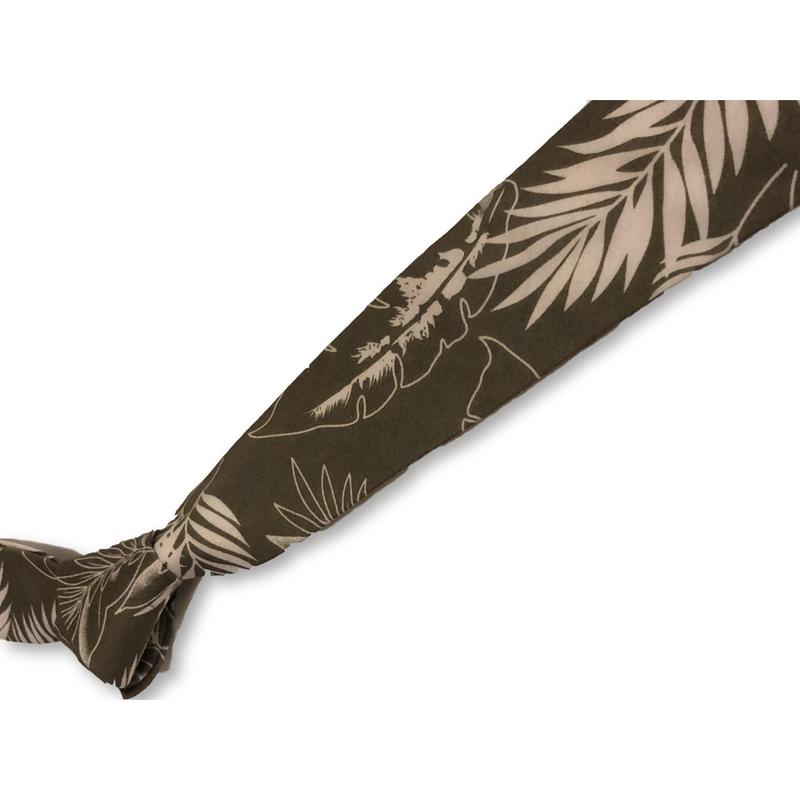 khaki green with nature palm leaf design cotton tie 2