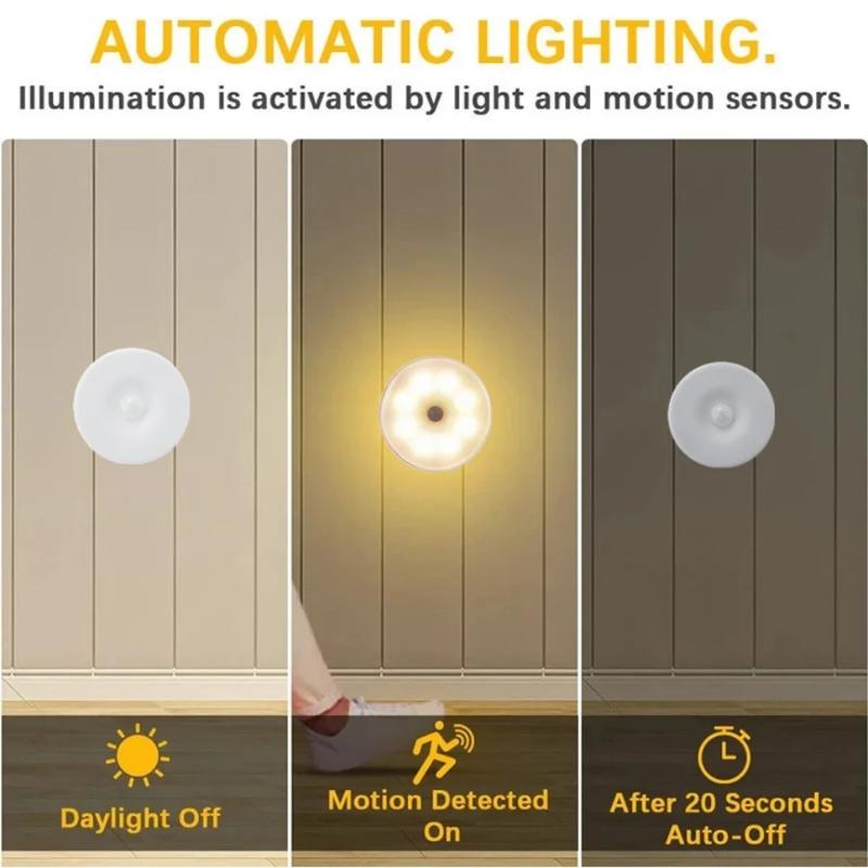 Motion Sensor Light Led USB Night Lights Rechargeable Lamp for Bedroom Staircase Hallway Wardrobe Cupboard Lighting Charging Smartphones 3