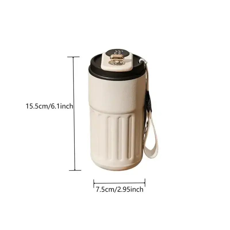 Product Introduction of Portable Temperature Display Insulated Coffee Mug, Vacuum Insulated Bottle with Strap, Tumbler Cups, Drinkware for Home Office Travel！. 7