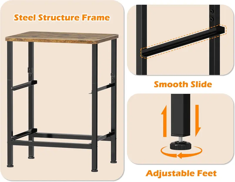 Bedside Table, Bedside Cabinet with 2 Large Capacity Fabric Storage Drawers, 54.5cm Height Sofa Side Table End Table Nightstand for Bedroom, Living Room, 42x30cm 3