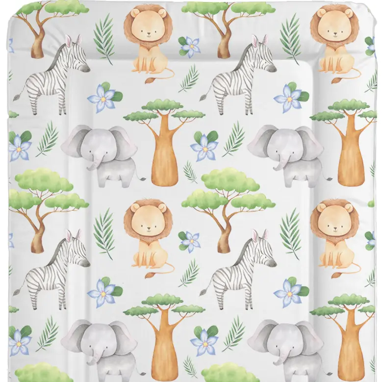 Jungle Safari Baby Changing Mat Animals Safari Jungle Colourful - Vintage Design - PVC and Foam Material - 79x46cm - Deluxe Vintage Design baby  changing  mat baby necessities