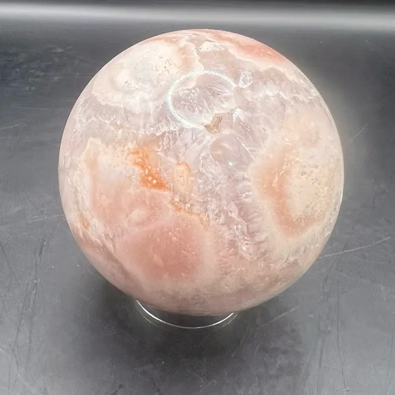 Pink amethyst flower agate sphere 1