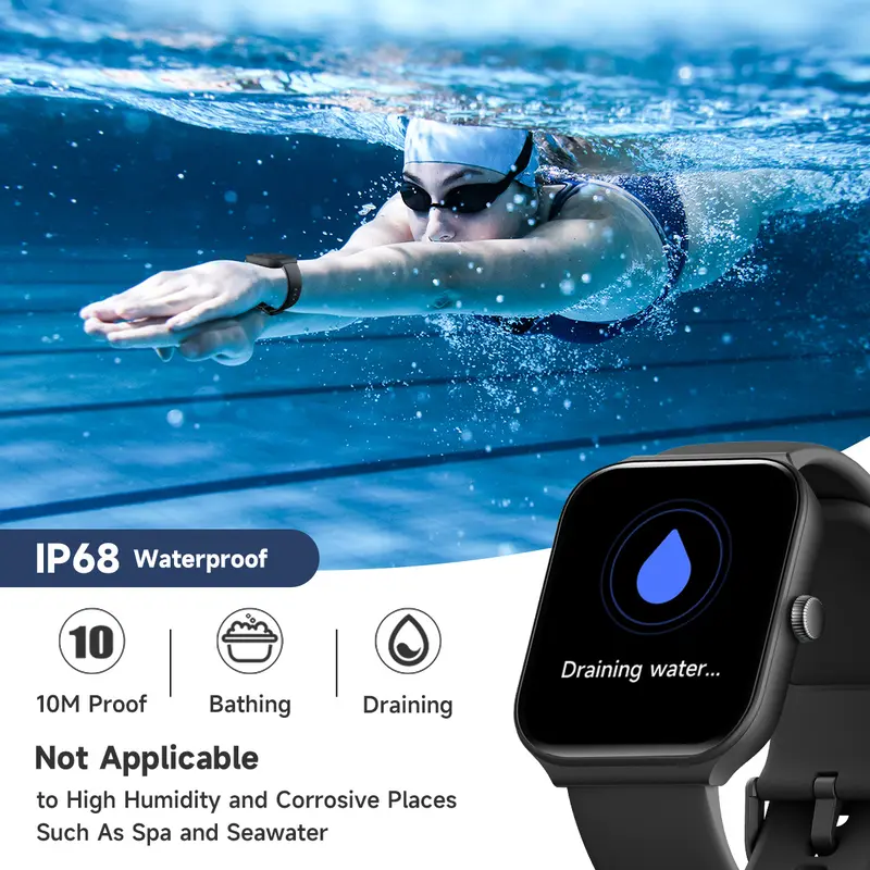 TOOBUR Smart Watch with BT Answer/Make Calls, Smart Voice Assistant, Sleep Tracking, IP68 Waterproof, Step Calorie Activity Tracker, 100 Sports Fitness Tracker, 1.95" Smartwatch for Men Women, Compatible iOS&Android Phones 6