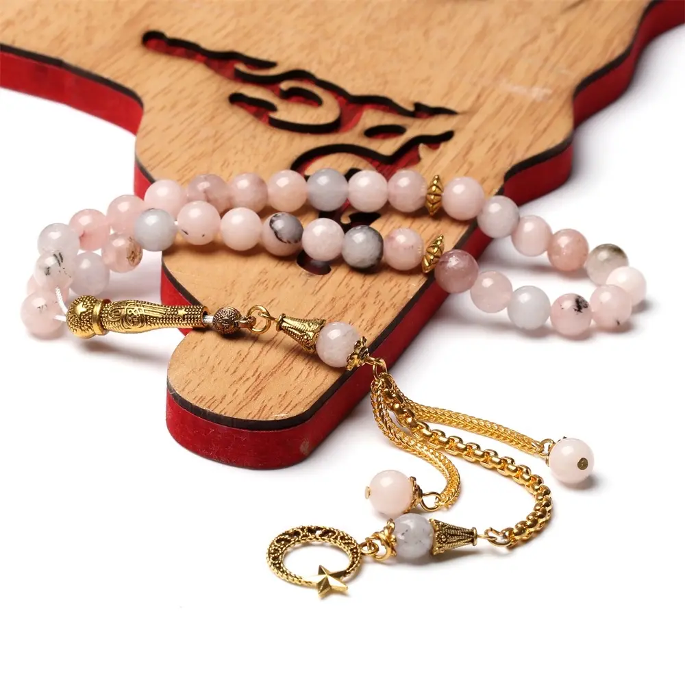Pink Sakura Natural Stone Tasbih, Islamic Prayer Beads, Misbaha, Tasbeeh, Muslim Rosary, Tasbih, Counting Beads, Gift Tasbih