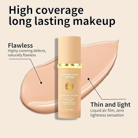4 in 1 Moisturizing Full Coverage Liquid Foundation TrueMatch Color Changing Foundation with Sunscreen Light and Medium Spectrum Makeup Primer for All Skin Types 7