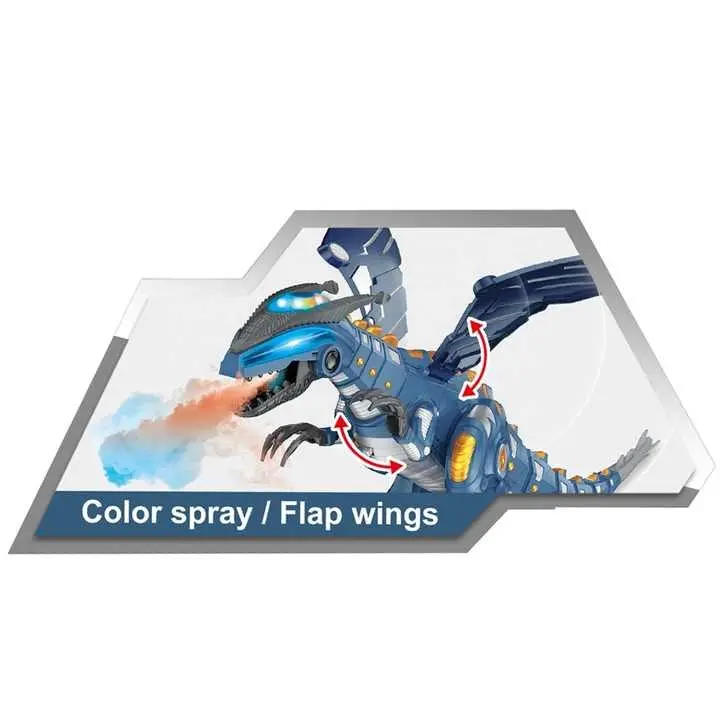 Dinosaur with Mist Spray Moving Electric Dinosaur Toy & Light Up with Roar Sounds Add Water for Fire Breathing Red Light Fire Effect Toy For Kids (White & Blue) 3