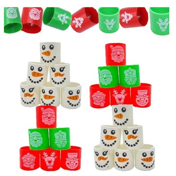 24pcs Mini Rainbow Smiley Face Springs Toys Christmas Rainbow Smile Face Toys Party Gift Bag Toys Fidget Mini Smile Toys for Kids Pinata Stocking Fillers,Classroom Prizes &Rewards Toys for Kids 0