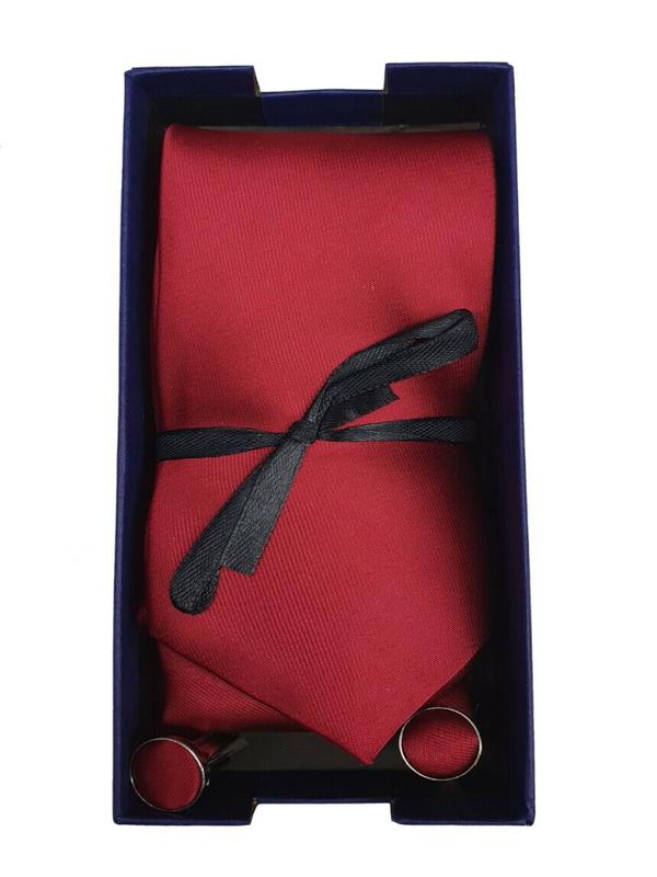 Men's Skinny Tie Classic Satin/Silk Cufflinks Pocket Square Wedding Plain Smart 3