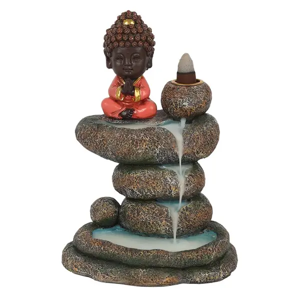 Red Buddha and Rock Pond Backflow Incense Burner 0