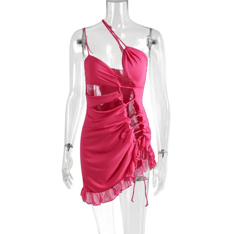Product Introduction of White ruffled backless sexy Dress Women's cutout elegant holiday casual dress Summer mini dress 5