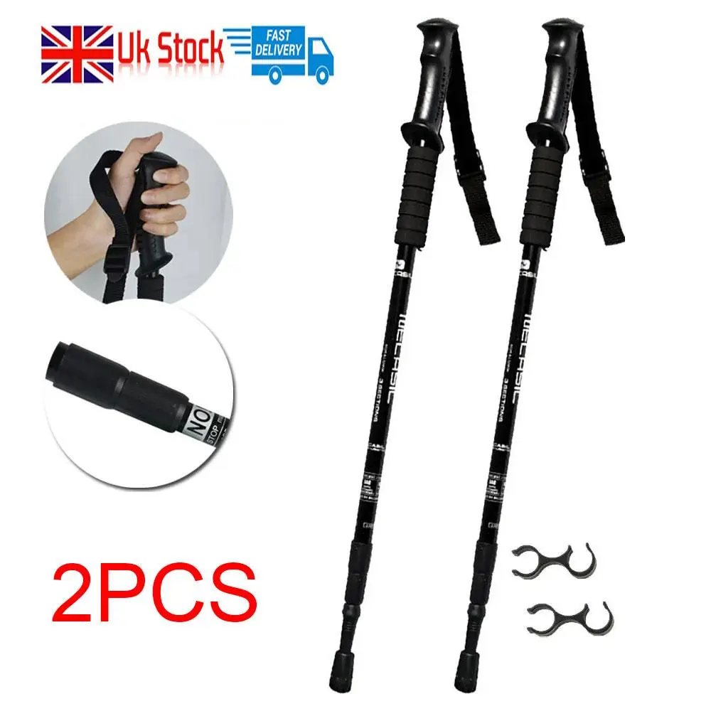 Walking Sticks Set:Anti - Shock, Telescopic, Adjustable Trekking Hiking Poles.UK camping  gear