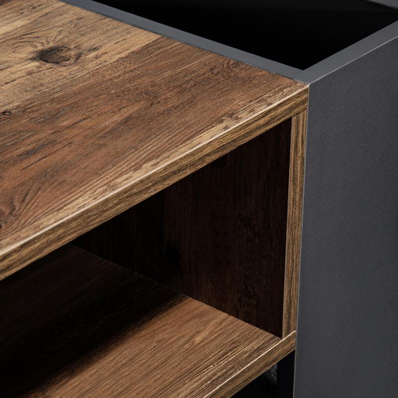 BTM Wood grain coffee table, with a handleless drawer, a storage compartment and rear storage compartment, double-sided storage. With storage compartments on both sides.Office, living room sofa table 5