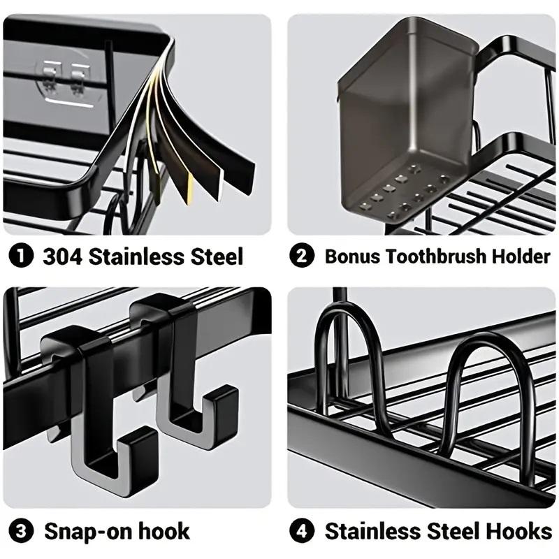 Dual Pack No-Drill Corner Shower Caddy - Rust-Free, Adhesive Mount Storage for Bathroom Bliss! 3