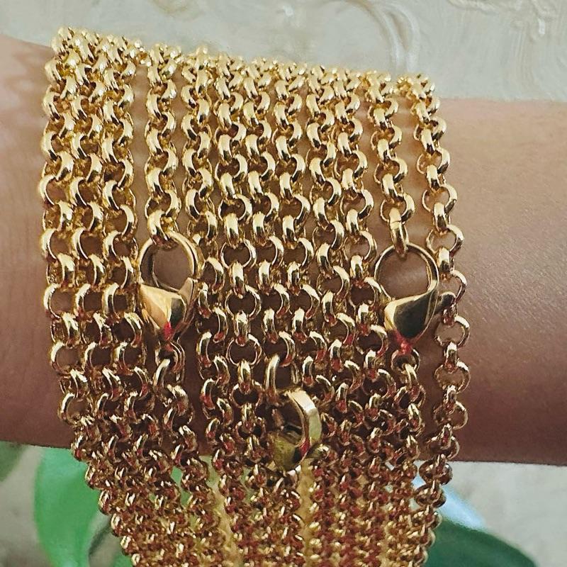 Unisex's necklace 9 carat 9k Yellow gold plated men women Rolo belcher chain necklace. All sizes , width=3mm , clasp style uk seller teens kids adults X-Large adults 8