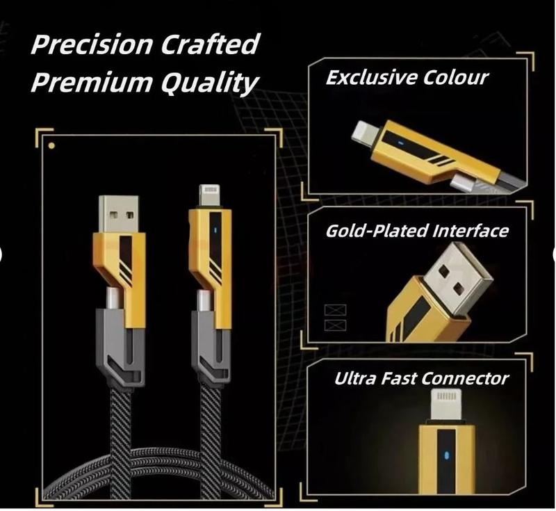 Pack of 2 | 4 in 1 Multi USB PD Charger Charging Cable Cord for iPhone USB C Samsung Android | Durable, Devices 4