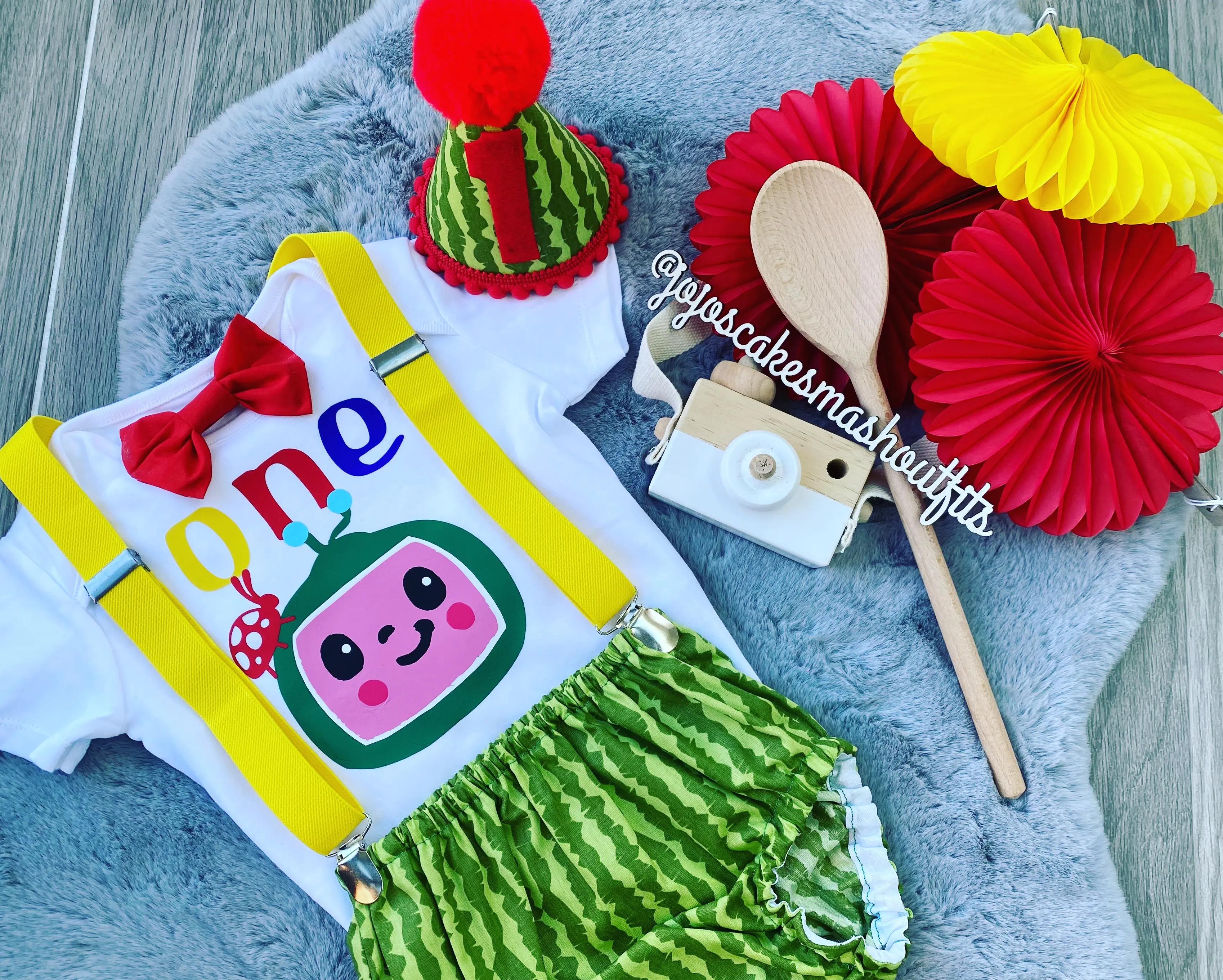 Baby Boys Cocomelon Cake Smash Outfit. 1st Birthday Gift
