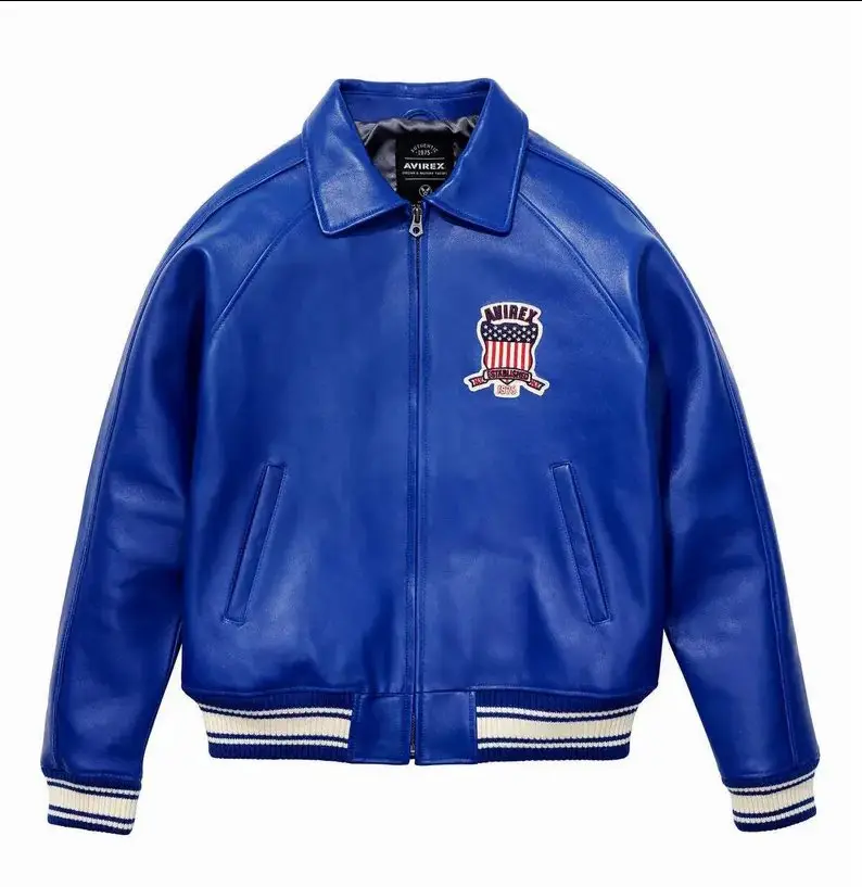 Handmade Avirex USA Edition Icon Military Real Leather Bomber American Flight Jacket, Men's Fashion Leather Jacket, Personalized Jacket