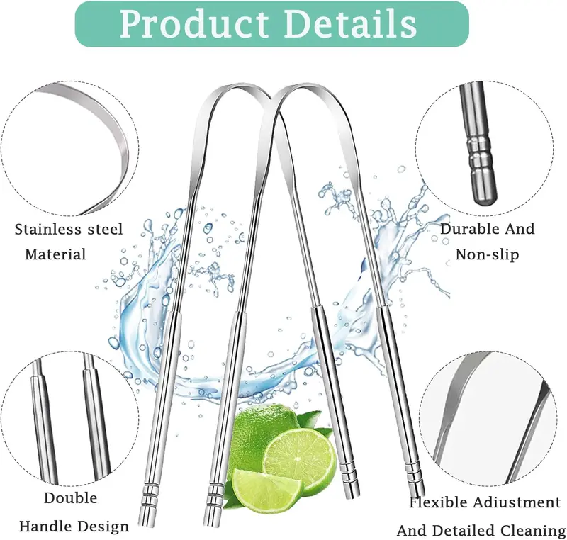 Tongue Scraper, Tongue Scraper Metal Brush, Stainless Steel Tongue Scraper Dental Care Tongue Cleaner, Gentle On Tongue, Mouth Fresher, Oral Care Kits, Portable Tongue Cleaners, Banishes Bad Breath, Oral Hygiener, Tongue Cleaning Tools,  Gift Ideas 2025 3