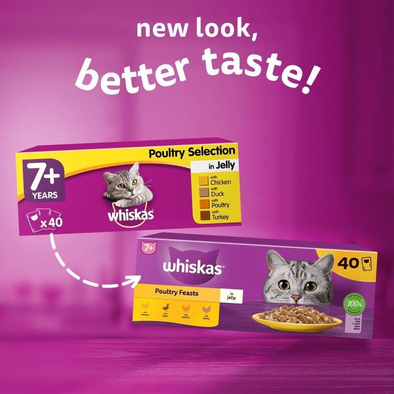 7+ Senior Cat Food Poultry Selection in Jelly, 85 g (Pack of 40), Packaging May Vary 2