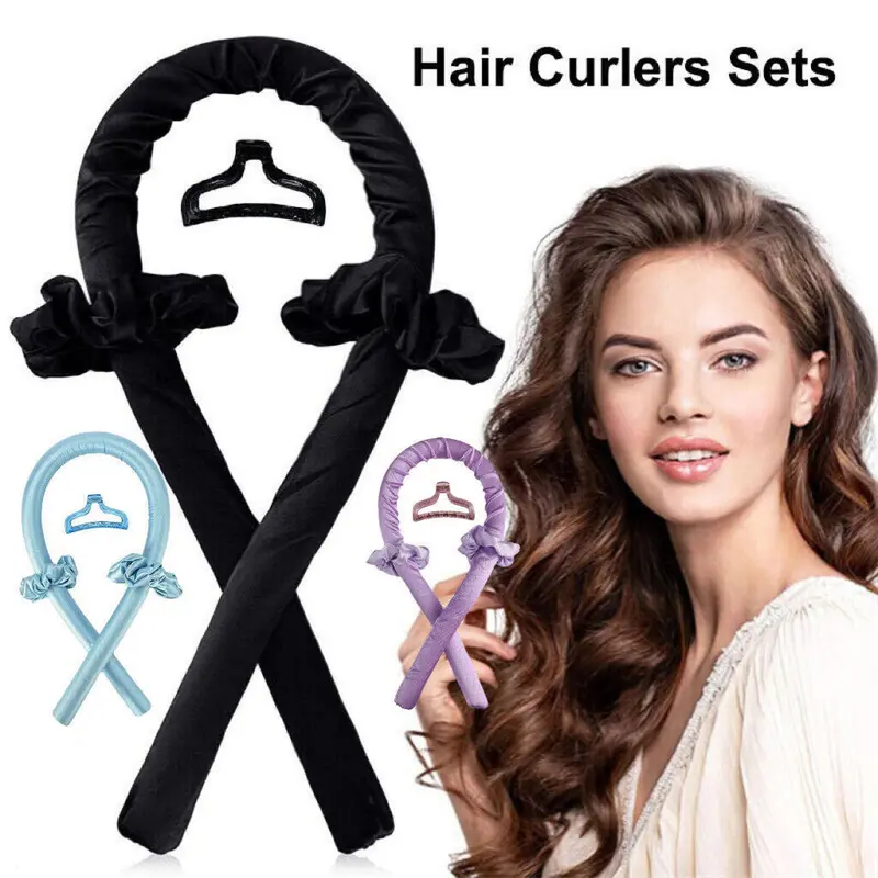 Silk Ribbon Hair Curlers Heatless Curling Rod Headband Wave Formers For Lazy UK 0