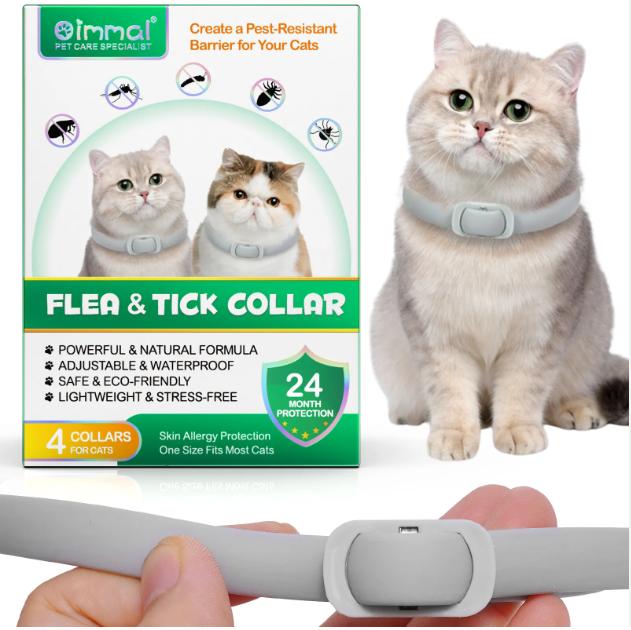 4 Pcs (4 x Collars) Flea And Tick Collars For Cats Waterproof Adjustable Pet Collar 24 Months 3